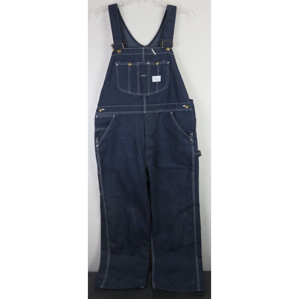 Mens Vintage Sears Tradewear Blue Denim Overalls Coveralls Size 40x30 Button Fly